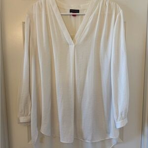 Vince Camuto White V-Neck Blouse